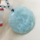 Natural Emerald Jade Dragon Zodiac Pendant Necklace