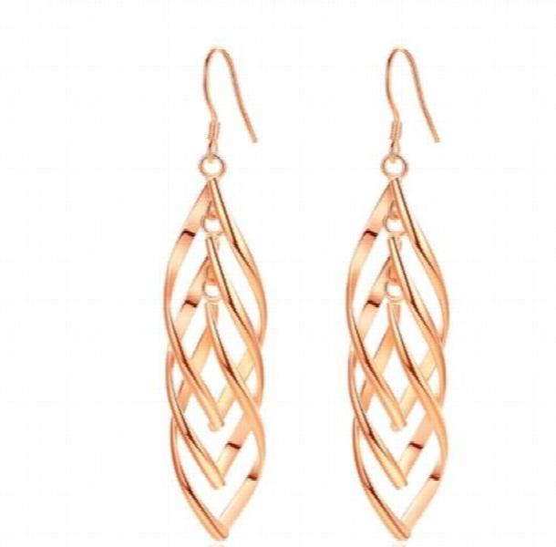 925 Silver Drop Earrings Women Tassel Multi-layer Twisted Wave Earrings