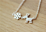 925 Silver Deer Snow Necklaces & Pendants Women Lady Gift