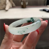 Zheru Jewelry Natural Myanmar Jade 54-64mm Light Flower Bracelet Gift for Her