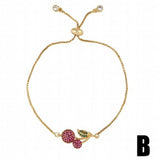 Heart Flower Love Crystal Bracelet Adjustable Snake Chain