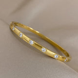 316L Stainless Steel Zircon Bangles Bracelets Women Waterproof Jewelry