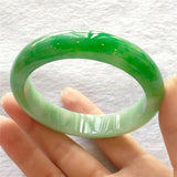 Zheru Jewelry Natural Burmese Jade 54-64mm Light Green Two-Color Bracelet