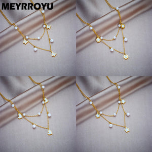 Heart Shape Pearl Pendant Necklace Women Birthday Gift