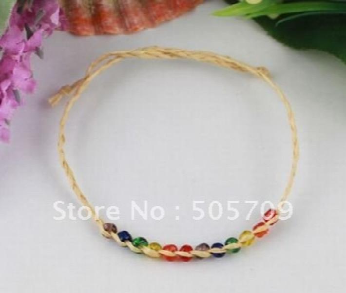 48PCS Multi-colour Glass Seed Braided Raffia Bracelets in Assorted Colors