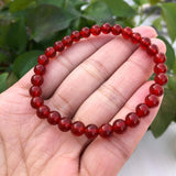 Natural Red Agate Carnelian Bracelet Round Bead Crystal Quartz Healing Stone