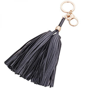Double Tassel Pu Leather Keychain Bag Pendant Charm Car Key Chain Ring R246