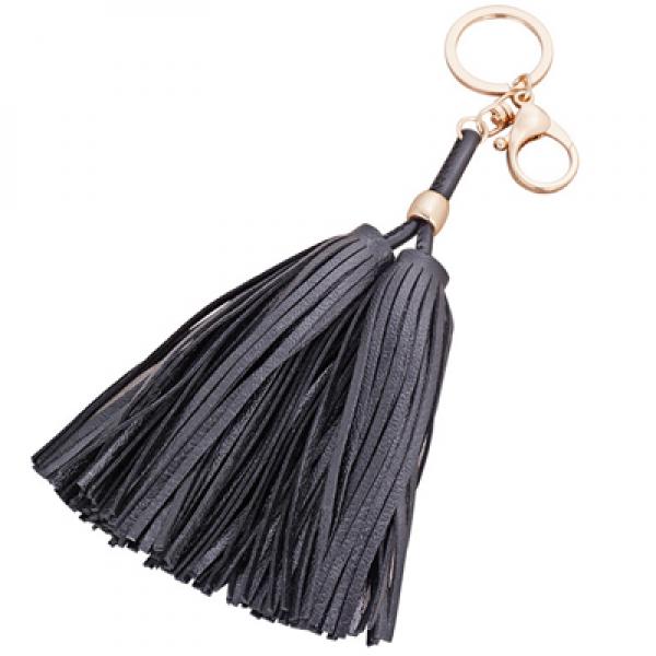 Double Tassel Pu Leather Keychain Bag Pendant Charm Car Key Chain Ring R246
