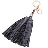 Double Tassel Pu Leather Keychain Bag Pendant Charm Car Key Chain Ring R246