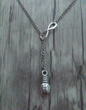 Lucky 8 & Boxing gloves charm sweater chain necklace