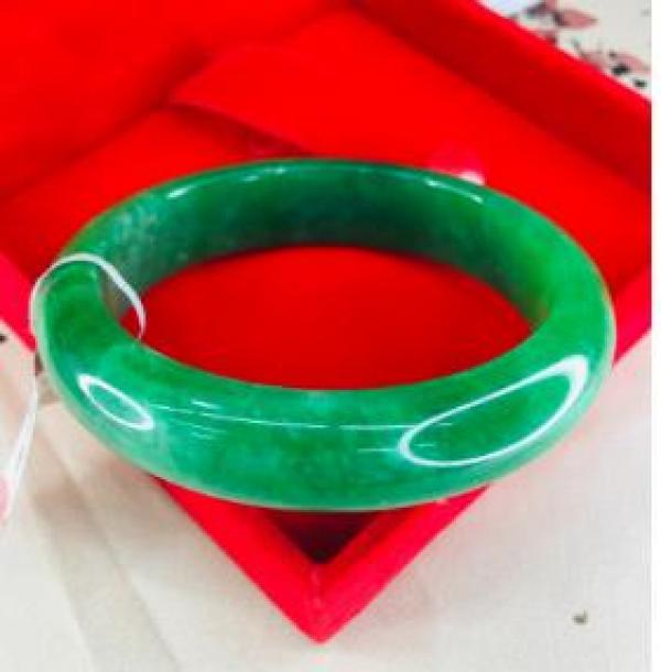 Zheru Jewelry Natural Jadeite Bracelet Green 54-62mm Princess Jade Bracelet