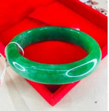 Zheru Jewelry Natural Jadeite Bracelet Green 54-62mm Princess Jade Bracelet