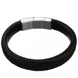 Stylish Stainless Steel Woven Leather Bracelet