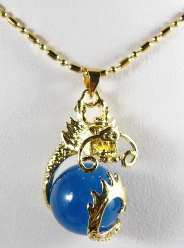 12mm Natural JADE pendant with Chinese fancy dragon inlay