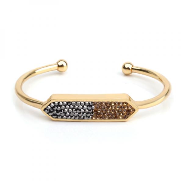 BOJIU Silver Crystal Rhinestones Cuff Bracelets Bangles BR015