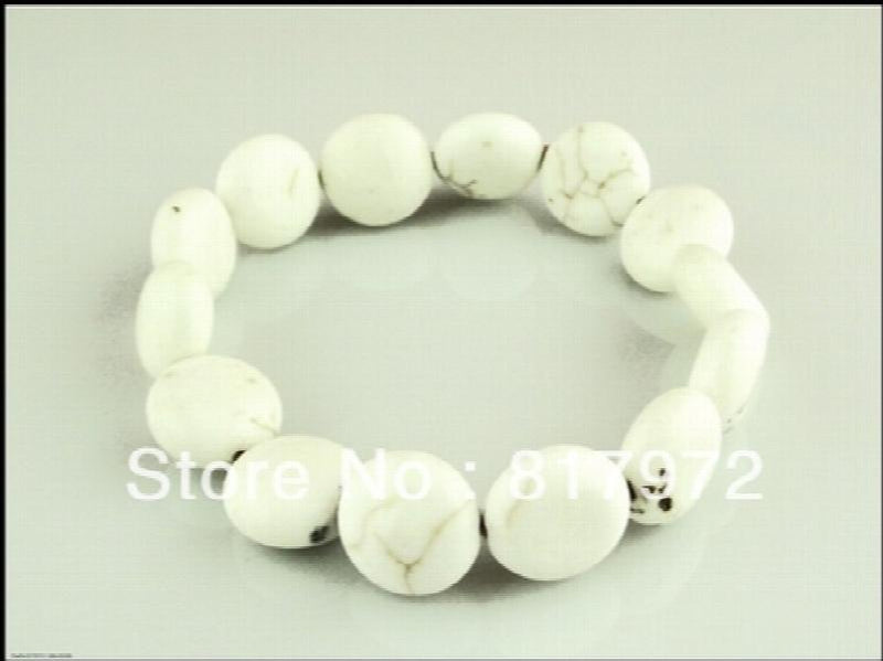 5pcs Howlite Bead Chunky Bangle Bracelet Elasticity Adjustable Party Charm