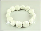 5pcs Howlite Bead Chunky Bangle Bracelet Elasticity Adjustable Party Charm