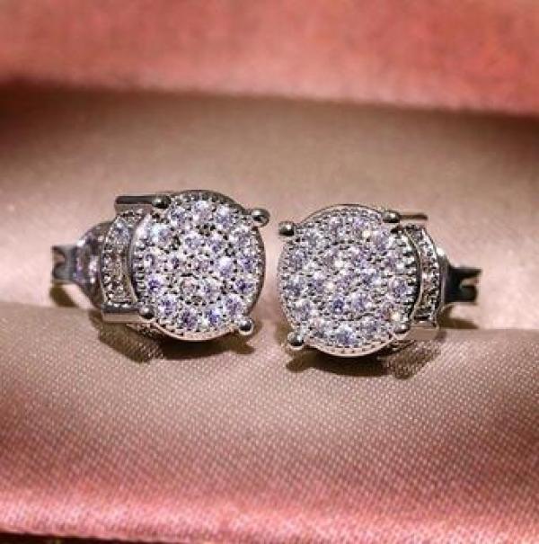 Natural Stone Earrings with Red Zircon Crystal