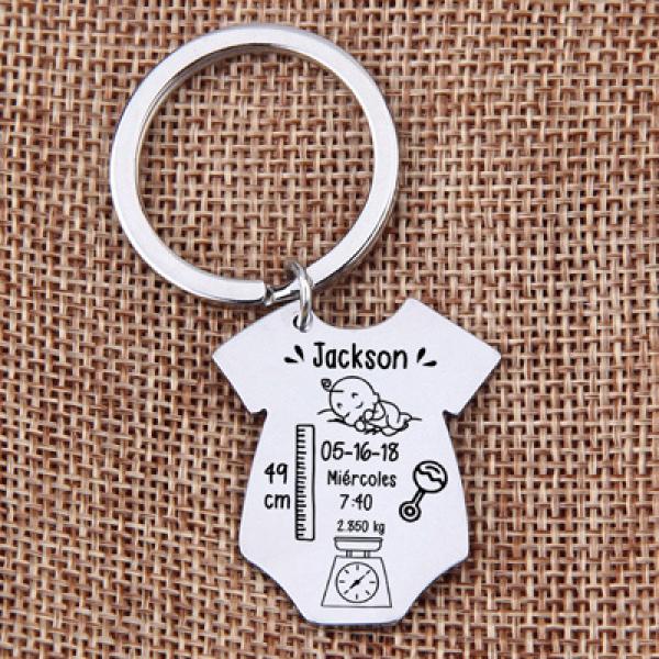 Baby Stats Key Chain Baby Jewelry Siamese Gift Mom Dad Children