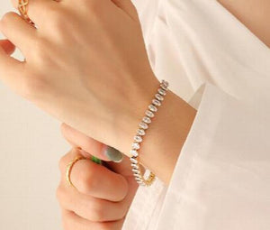 Vintage Colored Zircon Inlaid Necklace Bracelet Set