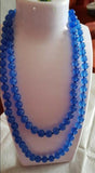Natural Purple Jade Round Gemstone Beads Long Necklace 34''