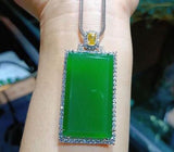 925 Silver Rose Good Luck Chalcedony Crystal Pendant