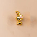 925 Silver Elk Deer Pink Enamel Pendant Charms DIY Necklace