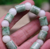 Natural Green A Jade Emerald Bead Bracelet Bangle