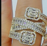 Sparkling Baguettes Zircon Wedding Ring for Women CZ Bridal Jewelry
