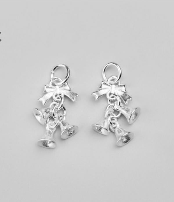 925 Silver Christmas Bell Charms 26mm Dangle Decoration Silver Bell Pen