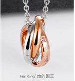 King & Queen Crown Necklace Set Titanium Steel Couple Gift