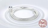 925 Sterling Silver Snake Chain Necklace Ball Clasp Beads Charms For Women
