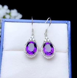 925 Sterling Silver Amethyst Gemstone Earrings