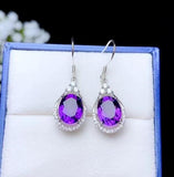 925 Sterling Silver Amethyst Gemstone Earrings