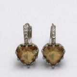 Heart Stone Zircon Crystal Diamond Earrings
