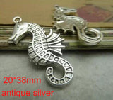 Antique Metal Seahorse Pendant, 20*38mm, Vintage Charm Pendant