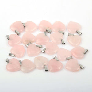 12pcs Natural Stone Heart Shape Pendant Charms for DIY Jewelry Making
