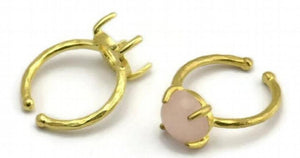 Adjustable Raw Brass Ring Setting for 4 Claw Stones