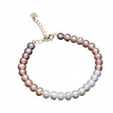 Freshwater Pearl Bracelet Strong Light Nearly Round Beads Adjustable