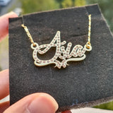 Lateefah Zircon Necklace Butterfly Moon Shape Women Necklaces Nameplate Crystal