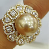 Pearl Statement Rings for Women Wedding CZ Cocktail Bohemian Beach Jewelry