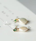 Baroque Emerald 14K Pearl Drop Earrings