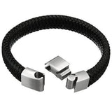 Stylish Stainless Steel Woven Leather Bracelet