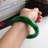 Zheru Jewelry Natural Burmese Jadeite 54-64mm Dark Green Bracelet