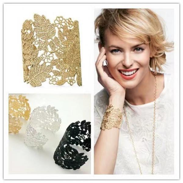 Vintage Leaves Charms Bangles Bracelet for Women