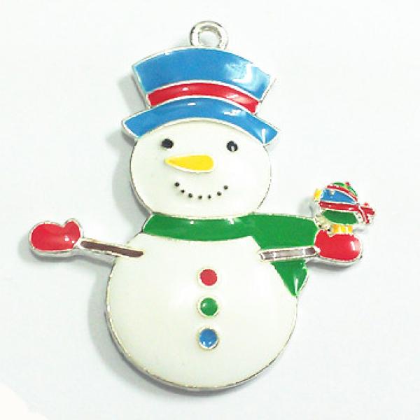 10pcs/lot Enamel Snowman Pendants, All Enamel, 45mm*44mm