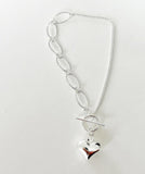 925 Sterling Silver Love Heart Bracelet Bangle Coins Chain Bracelet