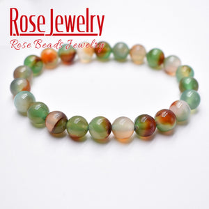 Green Peacock Agates Bracelets Beads 8mm Size for Women Men