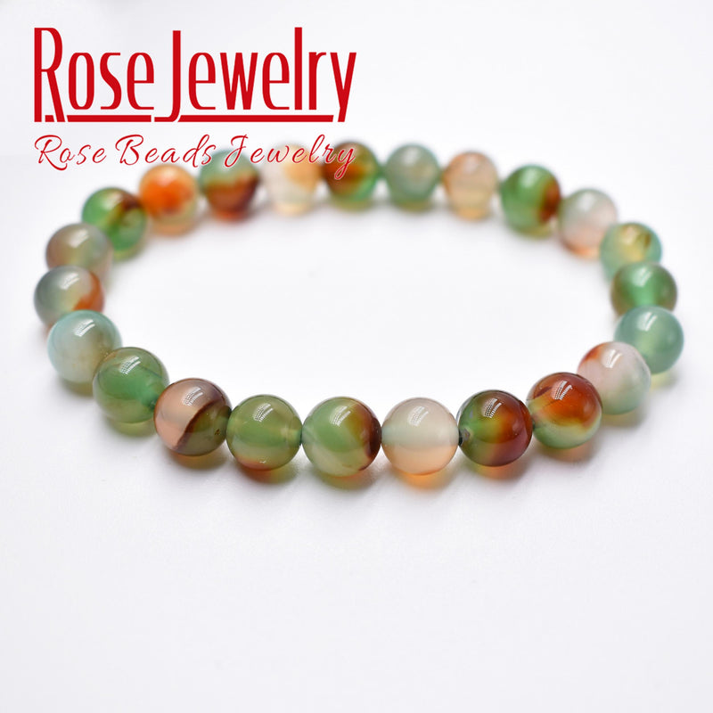 Green Peacock Agates Bracelets Beads 8mm Size for Women Men