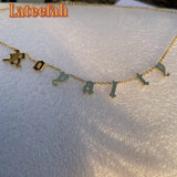 Old English Alphabet Necklace Letter Pave Necklace Numbers Personality Necklaces